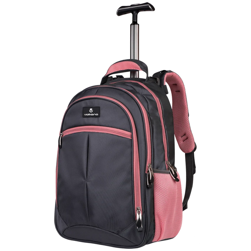 Volkano Orthopaedic Trolley Backpack 35l - Dark Grey/Pink