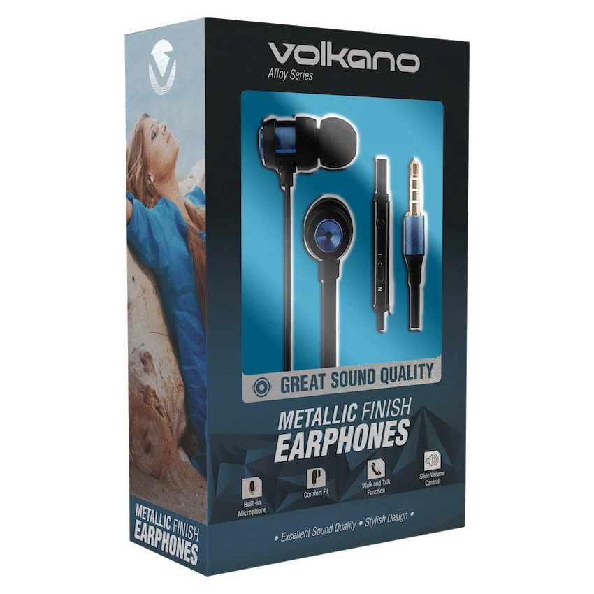 Volkano Alloy Series Metal Earphone - Blue - Image 2