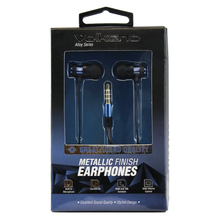 Volkano Alloy Series Metal Earphone - Blue - Image 3