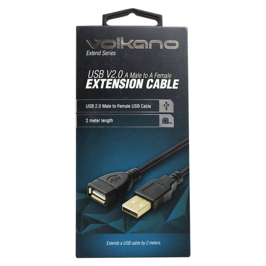 Volkano Extend Series USB Extension Cable - 2m - Black - Image 2