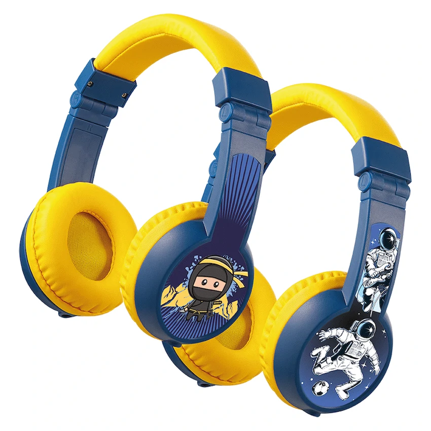 Volkano Sidekick Series Wired Kiddies Headphones with Share Port - Yellow/Blue - Image 8