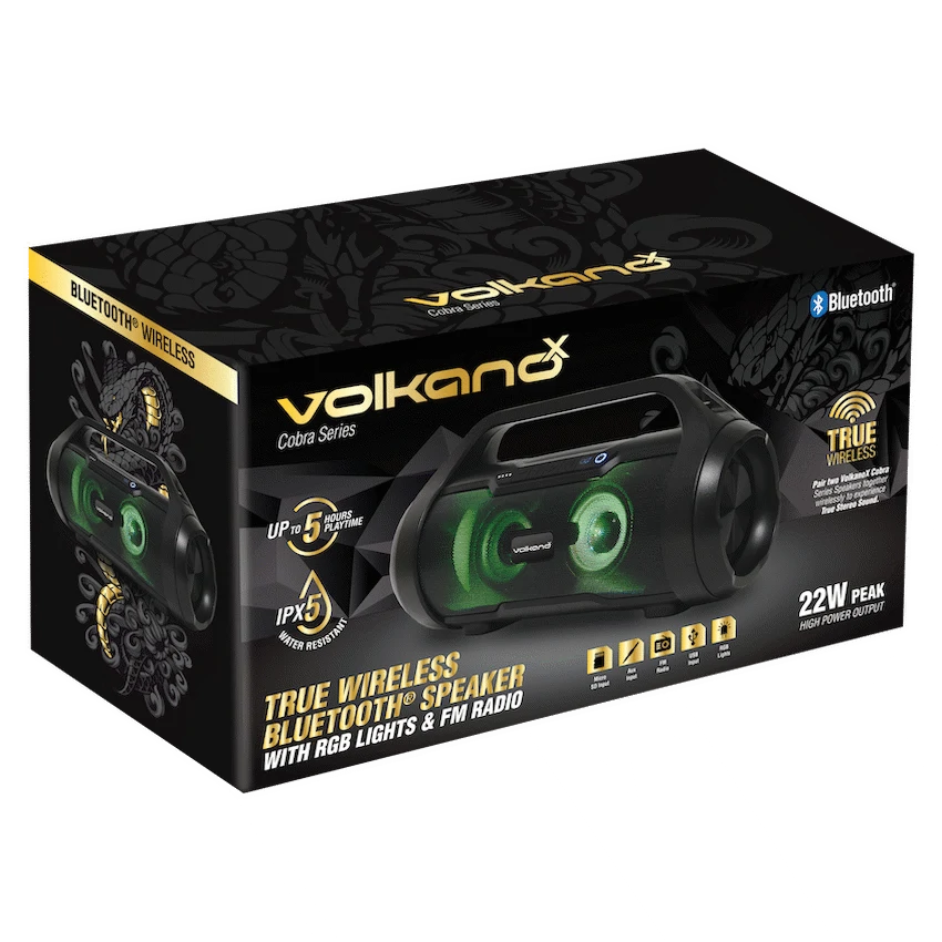 VolkanoX Cobra Series Bluetooth Speaker - Black - Image 2