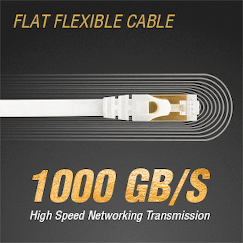 VolkanoX Giga Series Cat 7 Ethernet Cable 5m - White, Gold Tips - Image 2