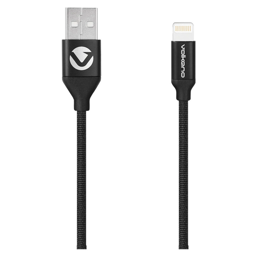 Volkano Weave Series Fabric Braided MFI Lightning Cable 3m - Black - Image 2