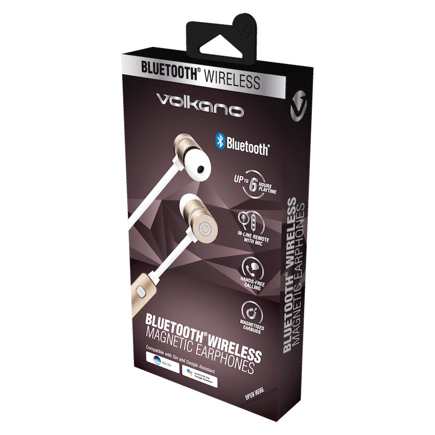 Volkano Mercury Series Bluetooth Magnetic Earphones - Gold/White - Image 2