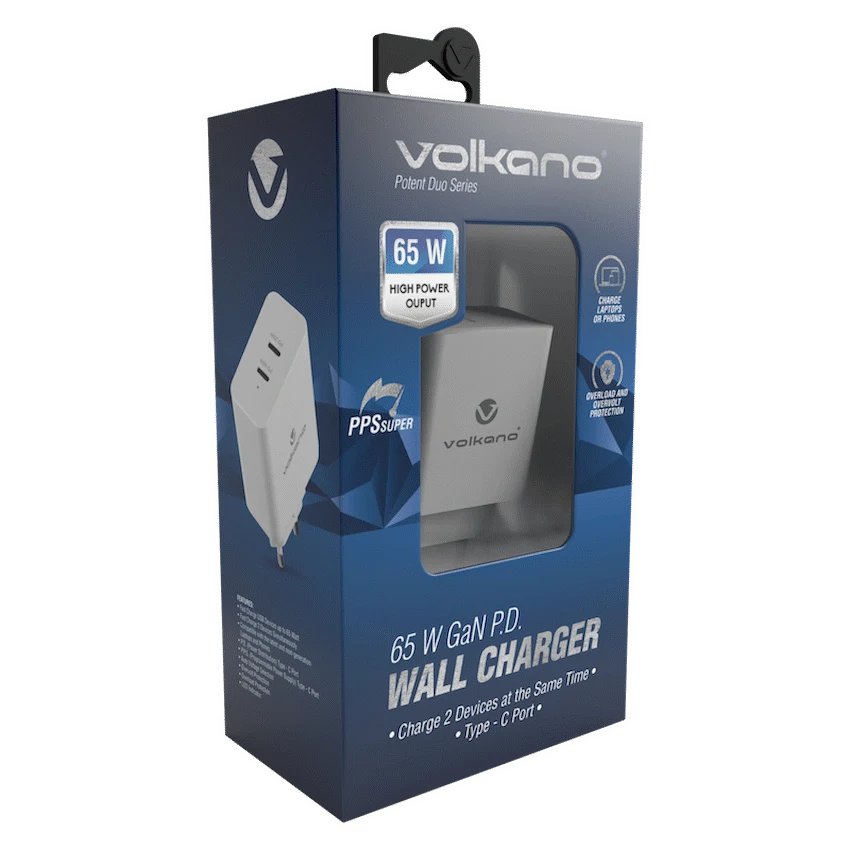 Volkano Potent Duo Series 65w Dual PD Compact Wall Charger - Image 3