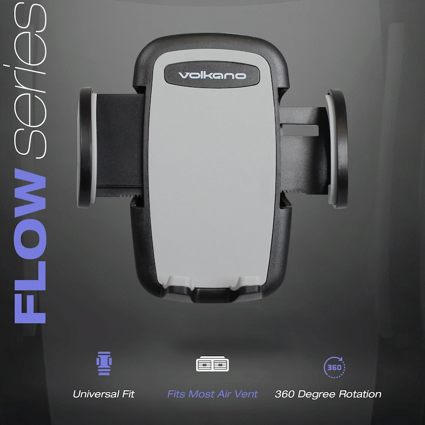 Volkano Flow Series Car Air Vent Phone Holder - Large - Black - Image 3