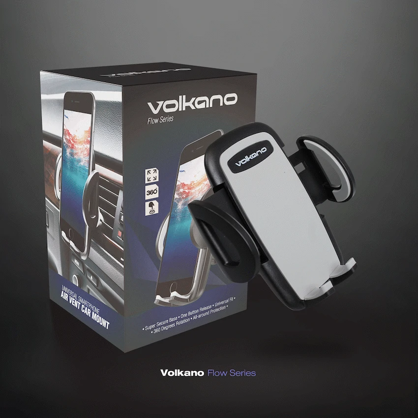 Volkano Flow Series Car Air Vent Phone Holder - Large - Black - Image 5