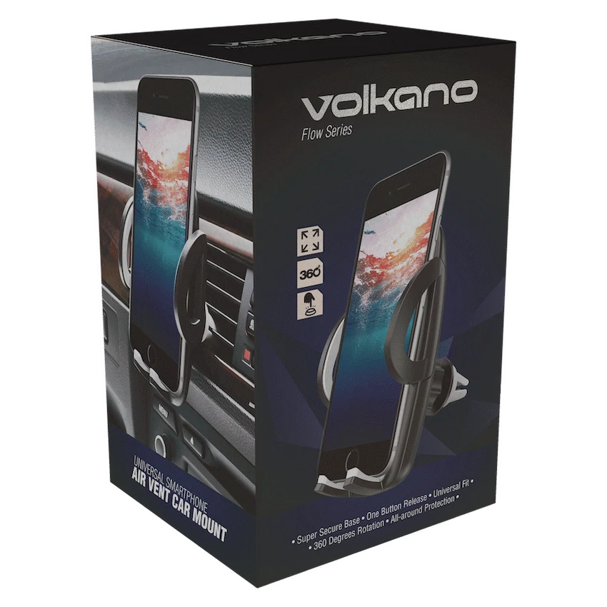 Volkano Flow Series Car Air Vent Phone Holder - Large - Black - Image 2
