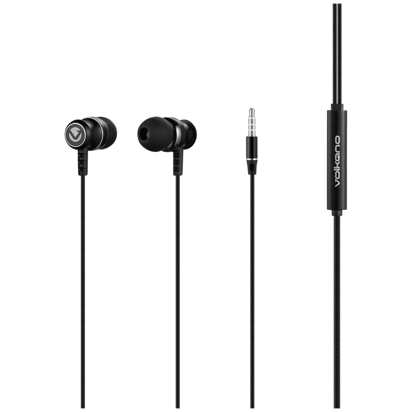 Volkano Earphones with Mic - STANNIC SERIES - Black