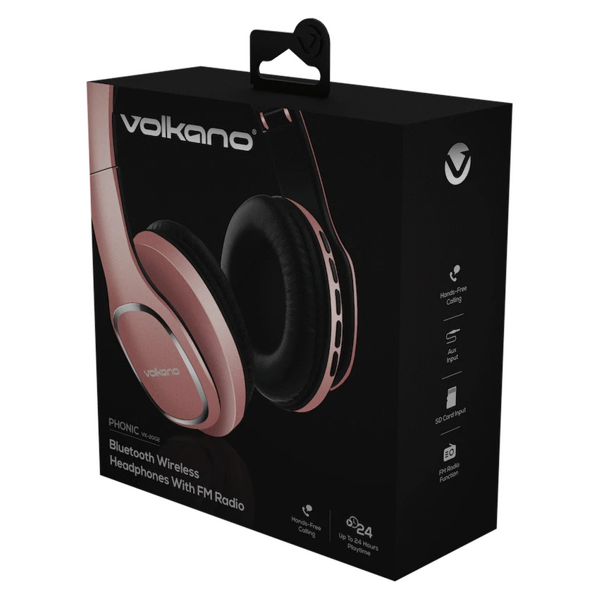 Volkano Phonic Series Bluetooth Full-Size Headphones - Rose Gold - Image 3