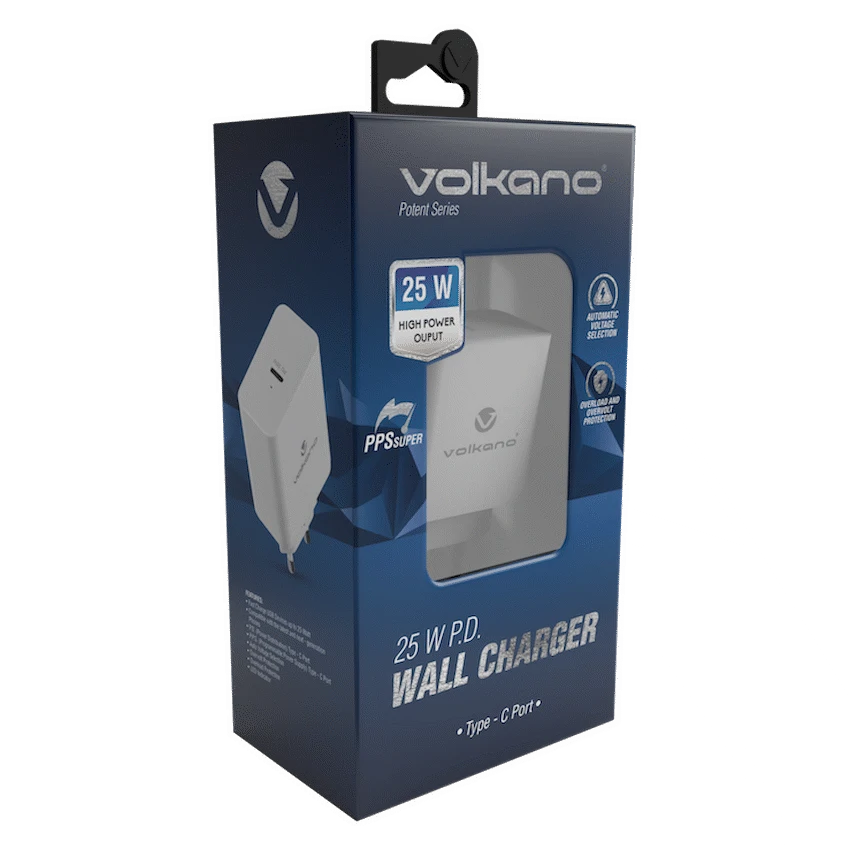 Volkano Potent Series 25w P.D. / PPS Wall Charger - White - Image 4