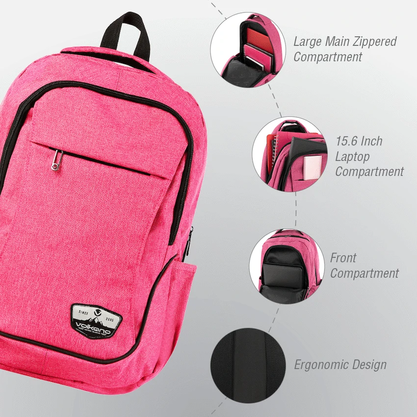 Volkano Victory Backpack - Pink Mel - Image 5