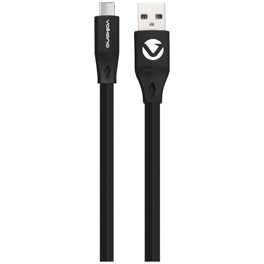 Volkano Slim Series Flat PVC Type-C Cable 1.2m - Black