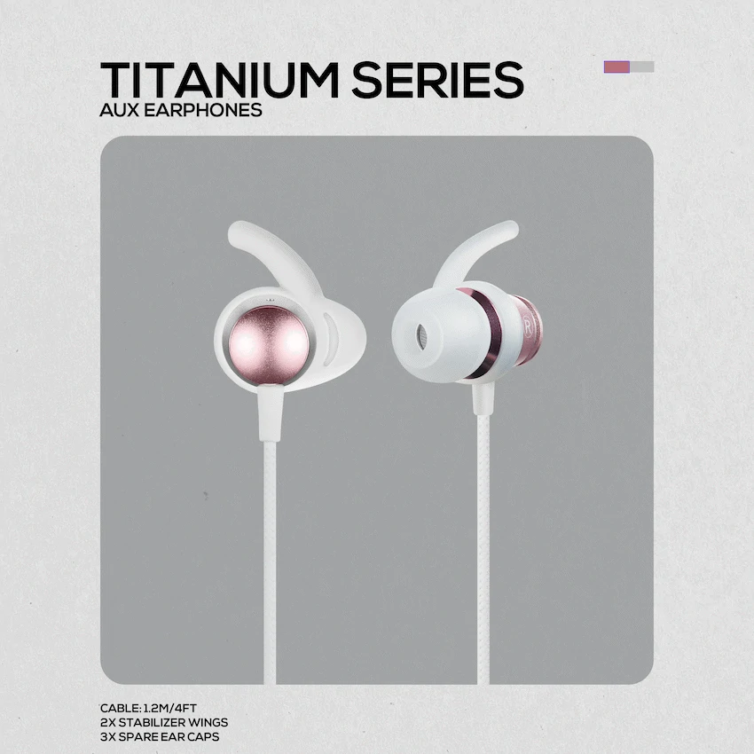 Volkano Titanium Series AUX Earphone - Rose Gold - Image 4