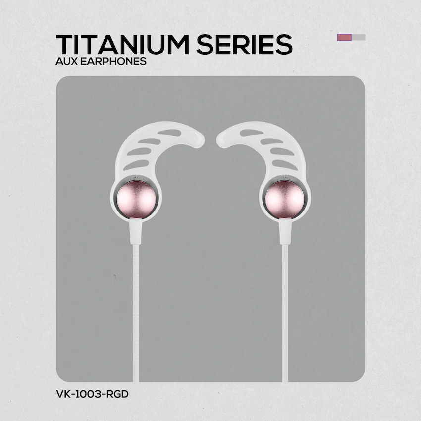 Volkano Titanium Series AUX Earphone - Rose Gold - Image 7