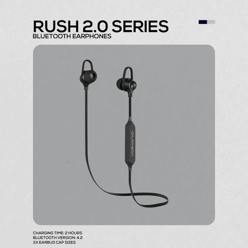 Volkano Rush 2.0 Bluetooth Earphones - Black - Image 4
