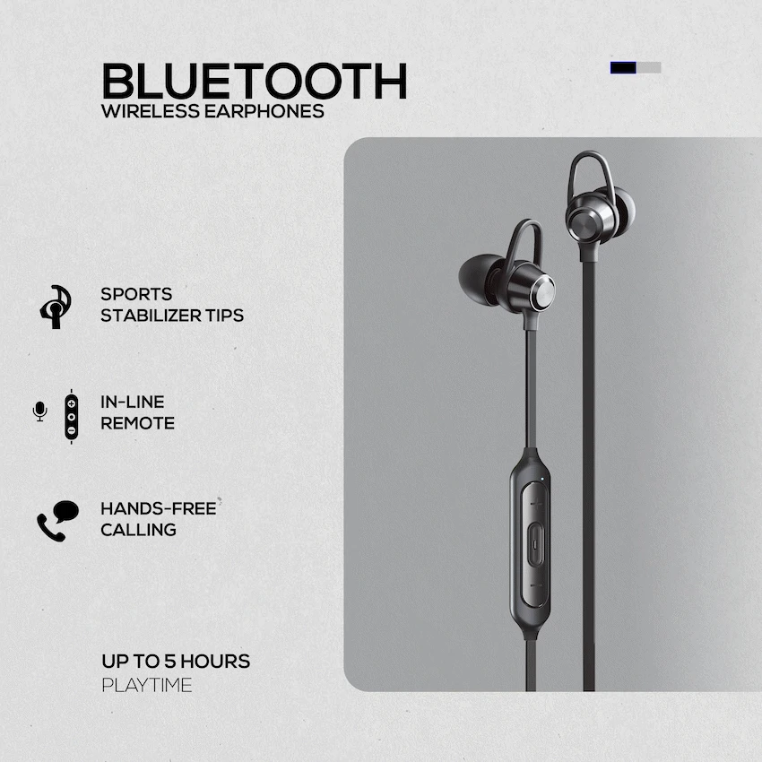 Volkano Rush 2.0 Bluetooth Earphones - Black - Image 5