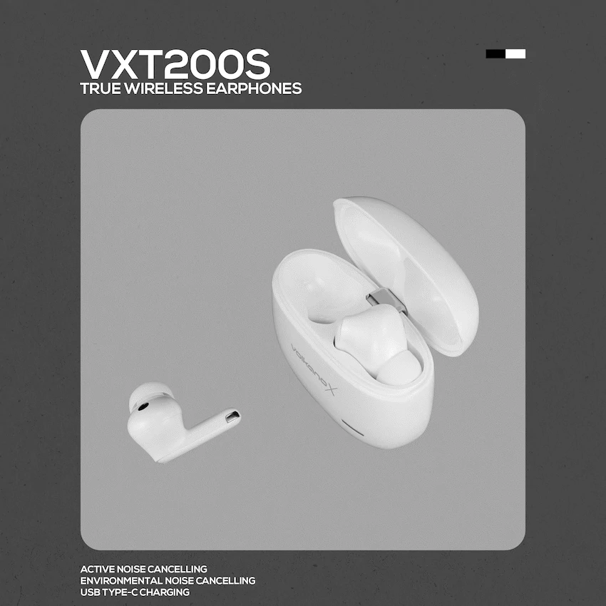 VolkanoX VXT200S Hybrid ANC TWS Earphones - White - Image 7