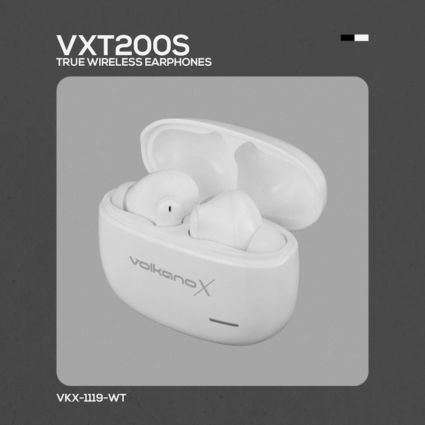 VolkanoX VXT200S Hybrid ANC TWS Earphones - White - Image 10