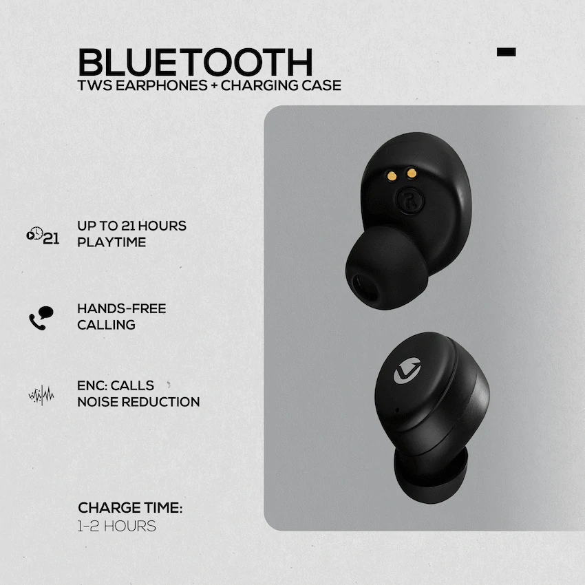 Volkano Sagittarius Series TWS Earphones + Charging Case - Black - Image 4