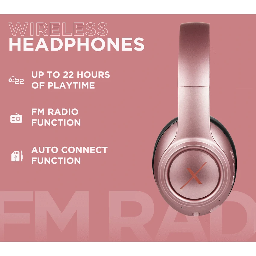 VolkanoX Quasar Series Bluetooth Headphones - Rose Gold - Image 5