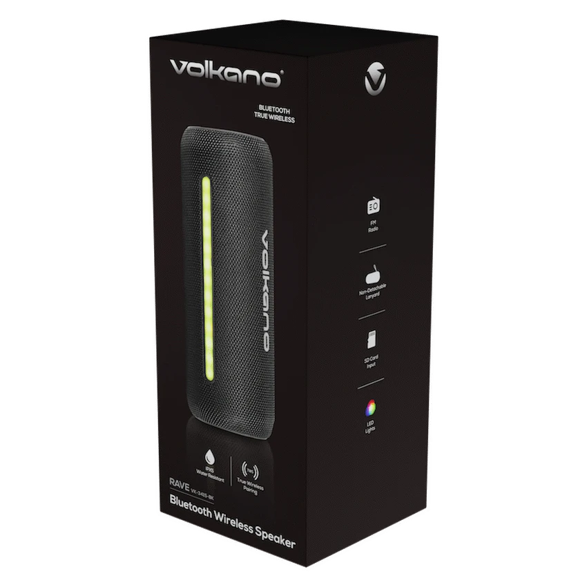 Volkano Rave Series Portable Bluetooth Speaker - Black with grey buttons - Image 4