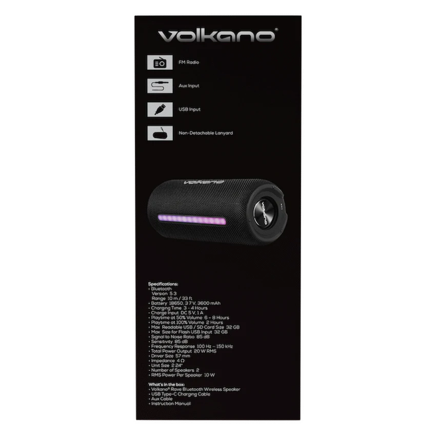 Volkano Rave Series Portable Bluetooth Speaker - Black with grey buttons - Image 5