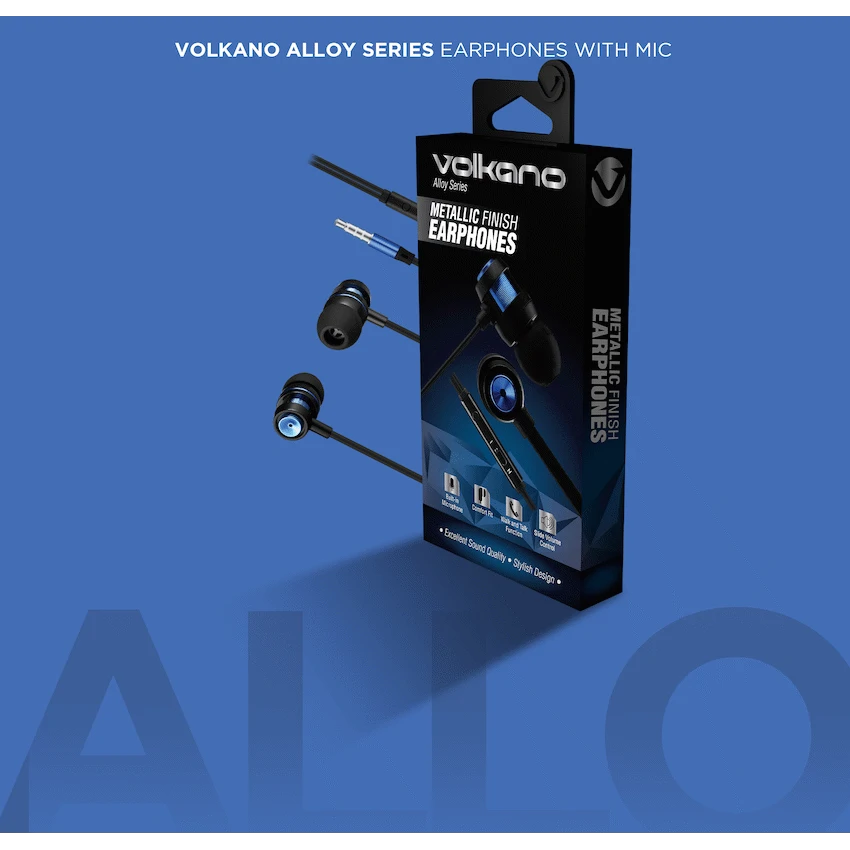Volkano Alloy Series Metal Earphone - Blue - Image 9