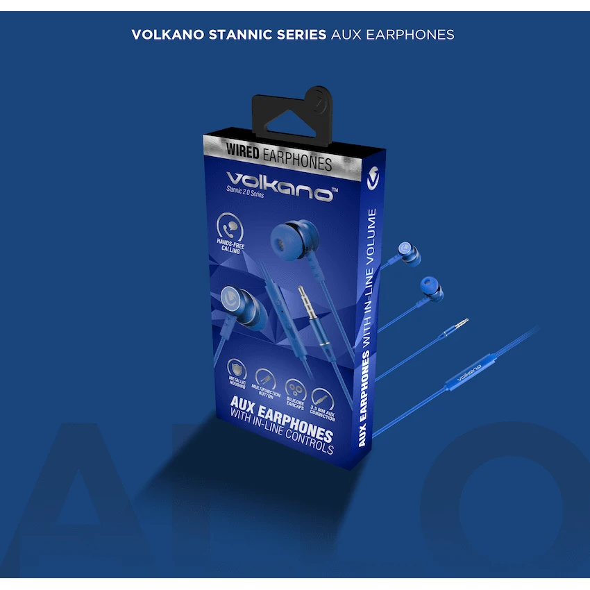 Volkano Earphones with Mic - Stannic Series - Blue - Image 7