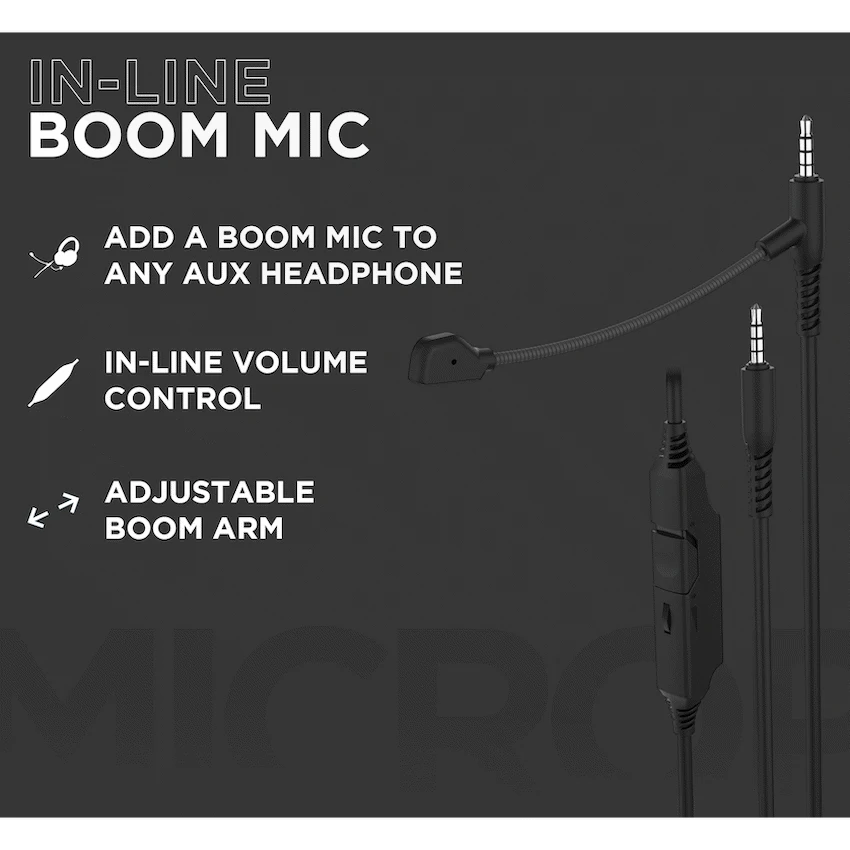 Volkano Chat Boom Series In-Line Boom Microphone - Black - Image 4
