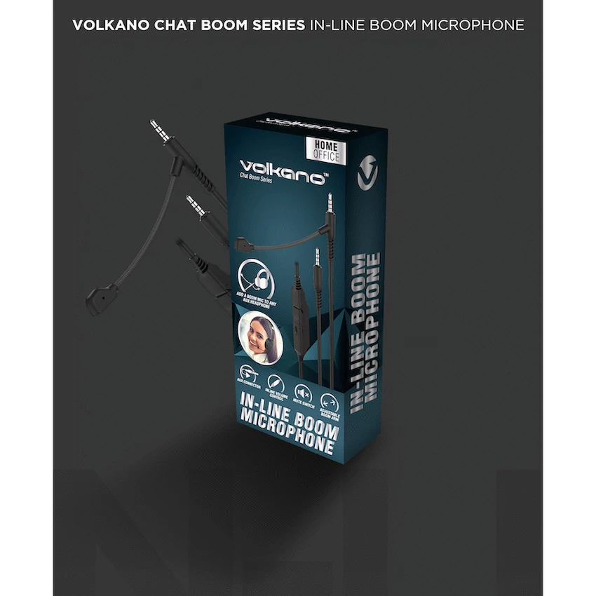 Volkano Chat Boom Series In-Line Boom Microphone - Black - Image 6