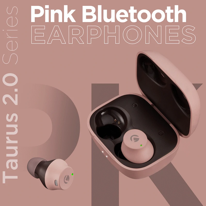 Volkano Taurus Series 2.0 True Wireless Earphones with Charging Case - Pink - Image 5