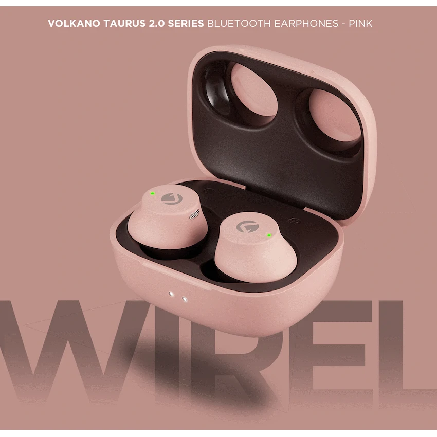 Volkano Taurus Series 2.0 True Wireless Earphones with Charging Case - Pink - Image 8