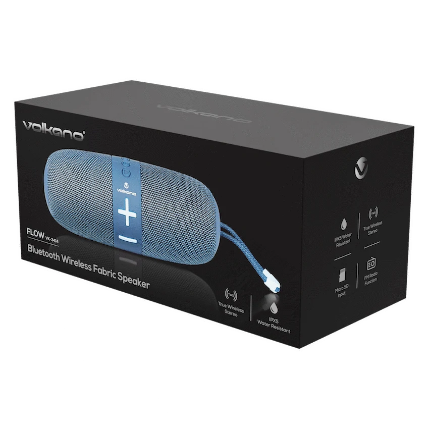 Volkano Flow Series Portable Bluetooth Speaker - Blue with Blue Buttons - Image 8