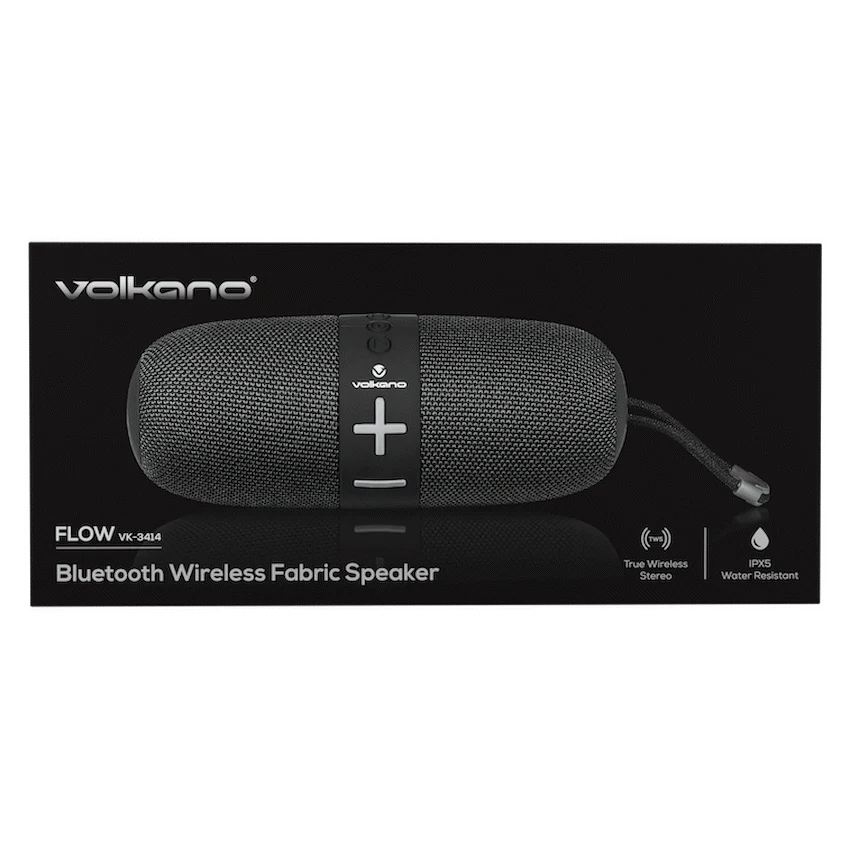 Volkano Flow Series Portable Bluetooth Speaker - Black with Grey Buttons - Image 6