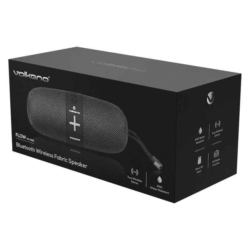 Volkano Flow Series Portable Bluetooth Speaker - Black with Grey Buttons - Image 7