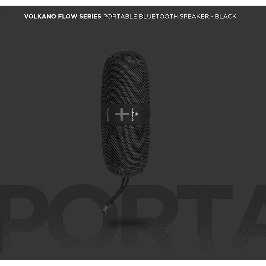 Volkano Flow Series Portable Bluetooth Speaker - Black with Grey Buttons - Image 9