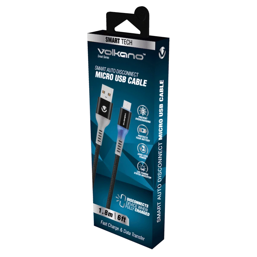 Volkano Smart Series Auto Disconnect Micro USB Cable - 1.8m - Image 2