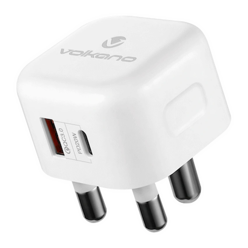 Volkano Robust Series 3-Pin SA to 20w PD + QC 3.0 Wall Charger - Image 2