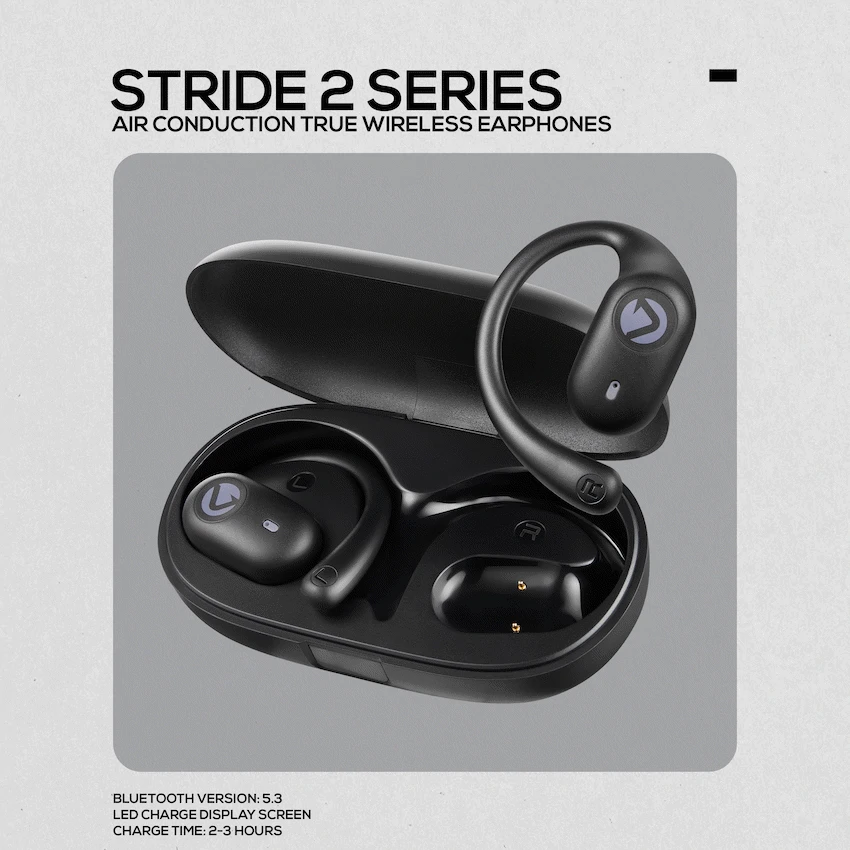 Volkano Stride 2 Air Conduction True Wireless Earphones - Black - Image 2