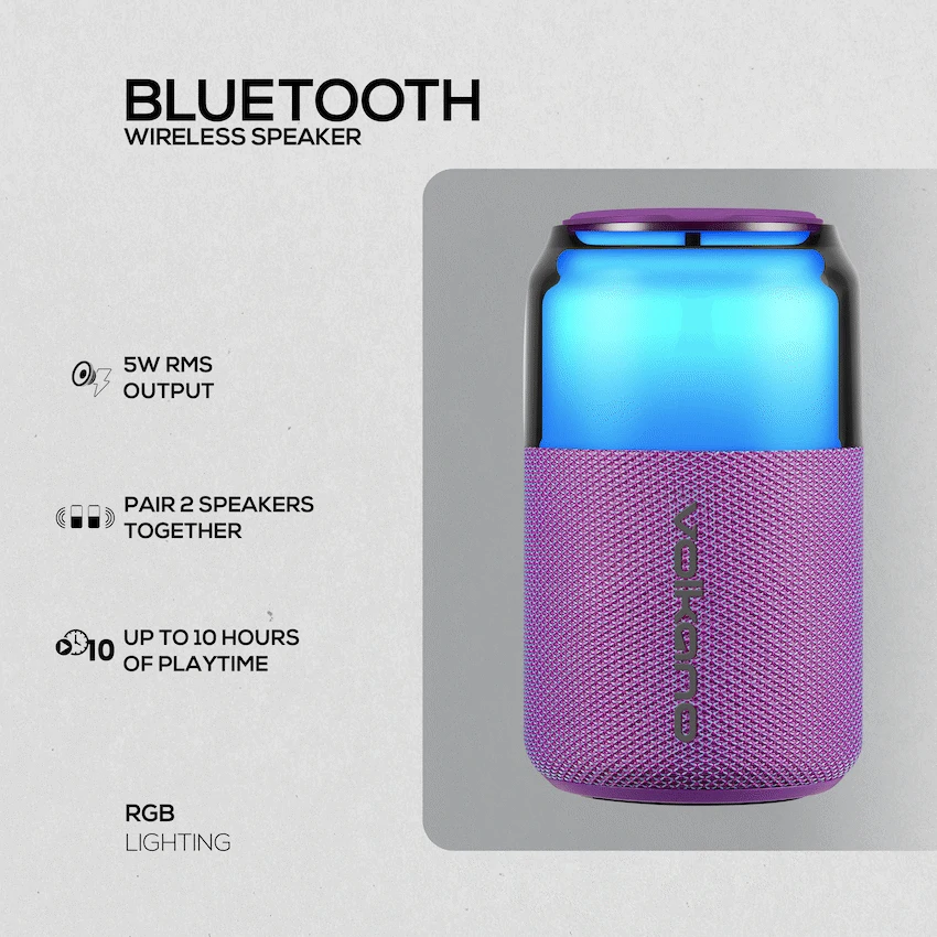 Volkano Neptune Bluetooth Wireless Speaker - Purple - Image 3