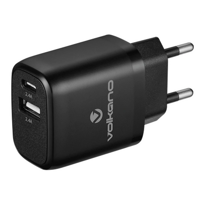 Volkano Volt-C Series Dual USB and USB-C Wall Charger with USB to USB-C Cable Included