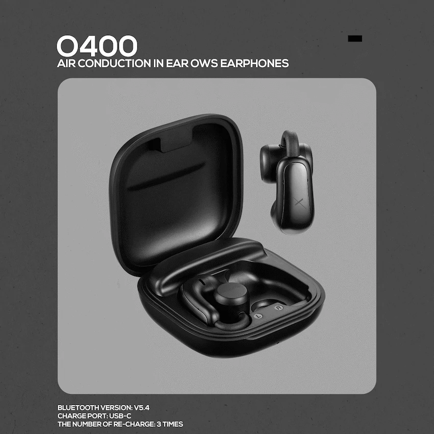 VolkanoX O400 Air Conduction In-Ear OWS Earphones - Black - Image 2