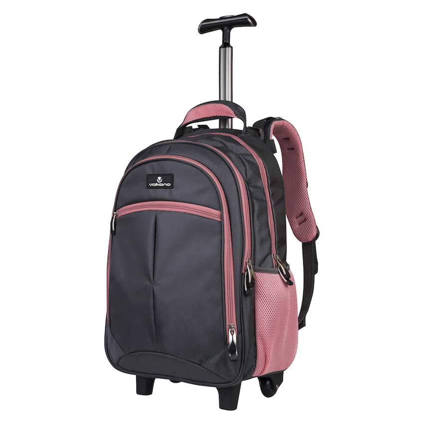 Volkano Orthopaedic Trolley Backpack 35l - Dark Grey/Pink - Image 3