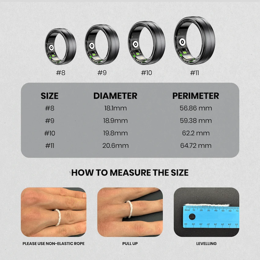 Volkano Ring Series Smart Ring with Charge Case - Black 18.9mm - Image 2