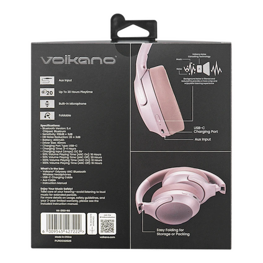 Volkano Odyssey ANC Bluetooth Wireless Headphone - Rose Gold - Image 3