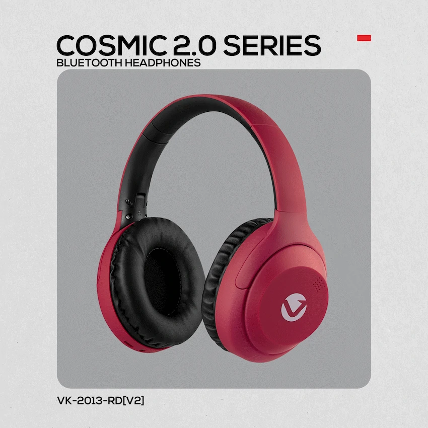 Volkano Cosmic 2 Series Bluetooth Headphones - Red - Image 6