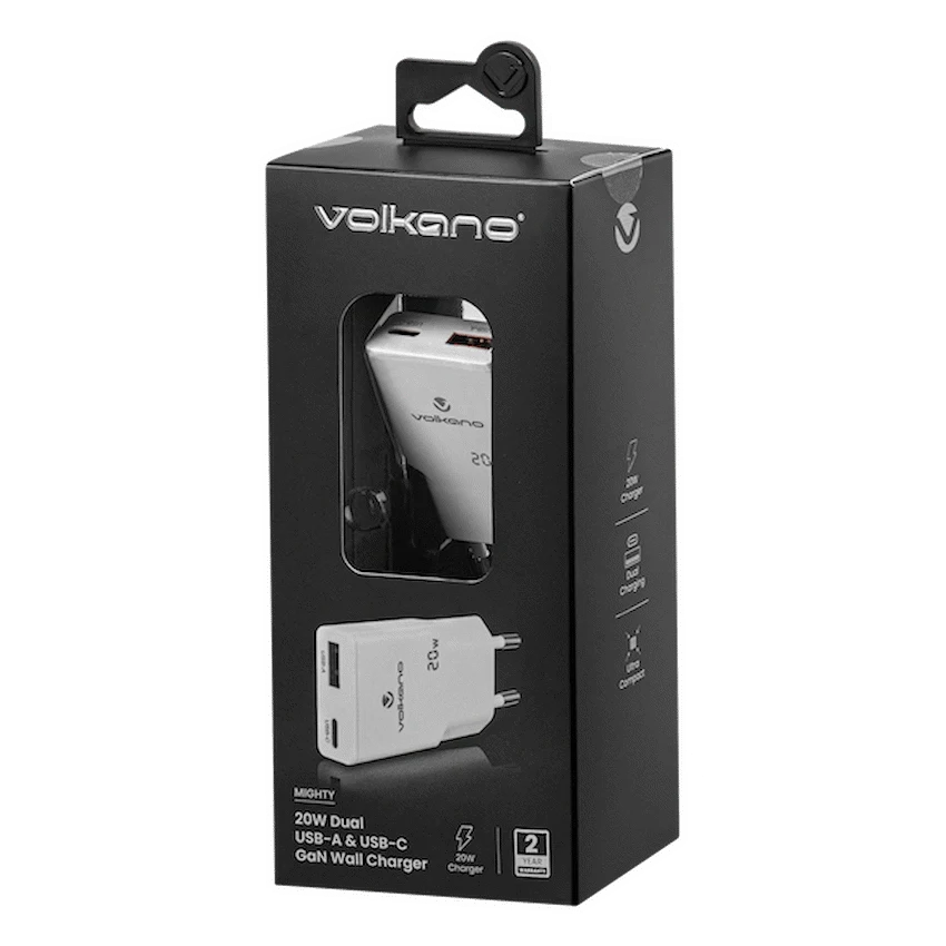 Volkano Mighty Series 20w Dual USB-A & USB-C GaN Wall Charger - Image 4