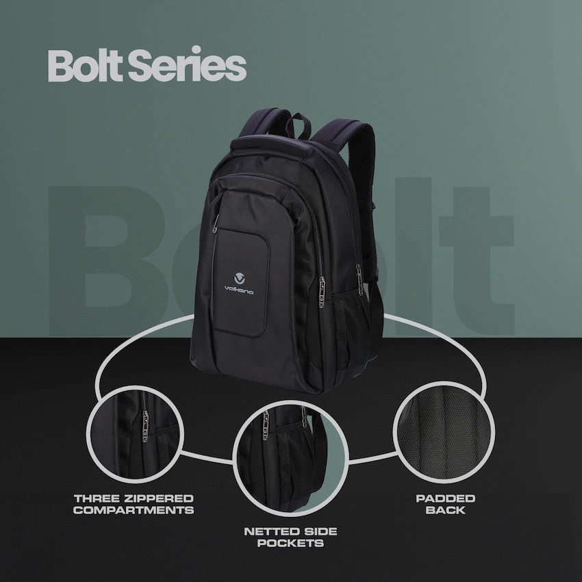 Volkano Bolt series backpack Black - Image 5